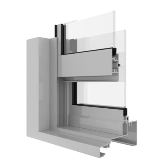 Capral's AGS Commercial 481 Double Hung Window (100mm) Corner Image.