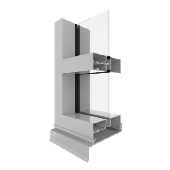 AGS Commercial 600 Narrowline Single Glazed (150mm) Corner Image.