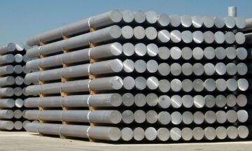 A picture of billets of aluminium