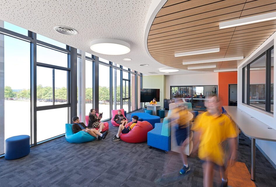 Capral's Project Ballarat Grammar 5/6 Centre Cafeteria using Capral window and building systems.