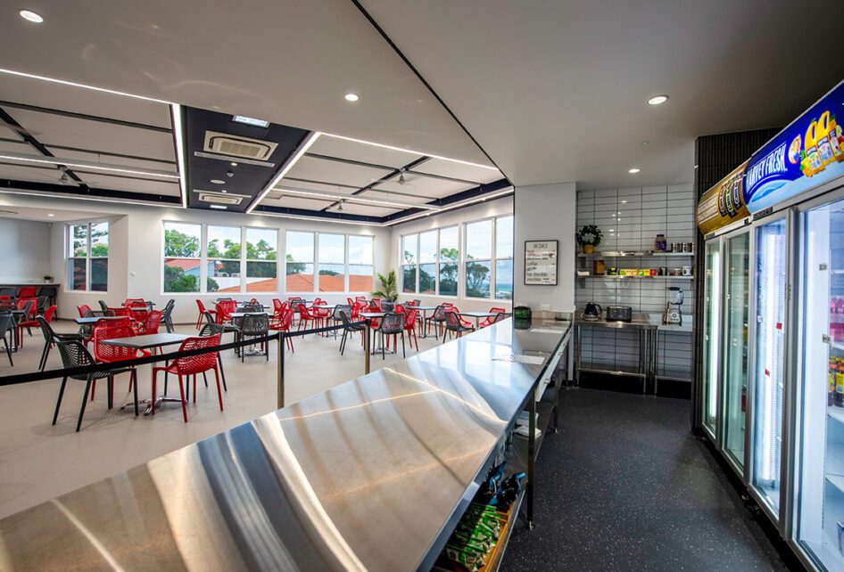 Capral's Project Bunbury Senior High School Cafeteria using Capral window and building systems.