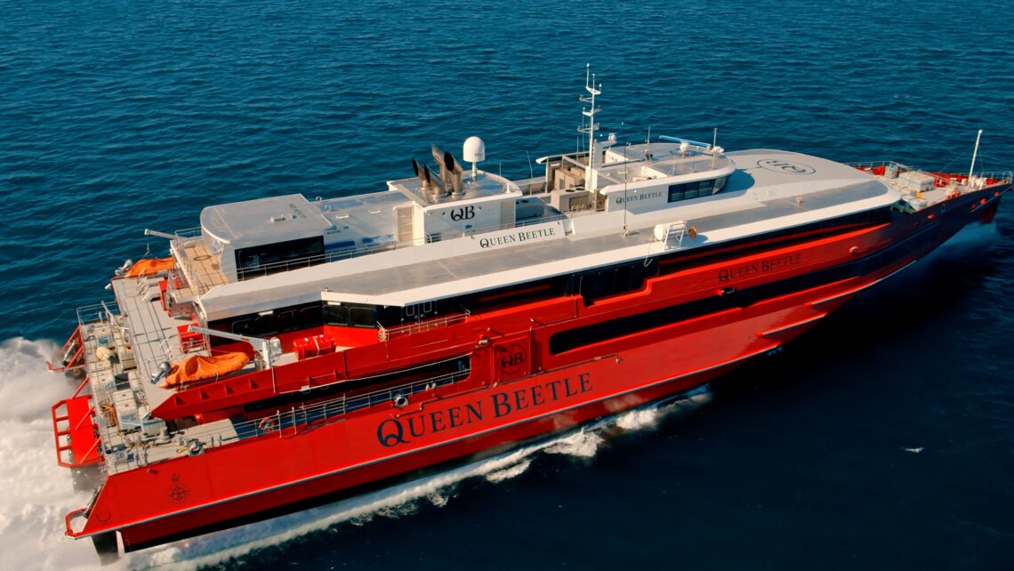 A photo of one of Austal's ships finished and in the water