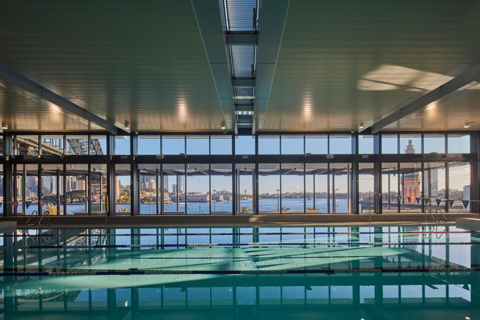 Inside of north sydney pool using caprals framing system